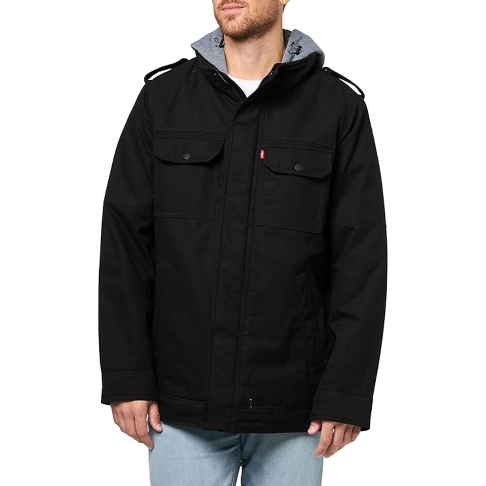 NWT Levi's Men's Black 100% Percent Cotton Hooded Utility Jacket Size 3X